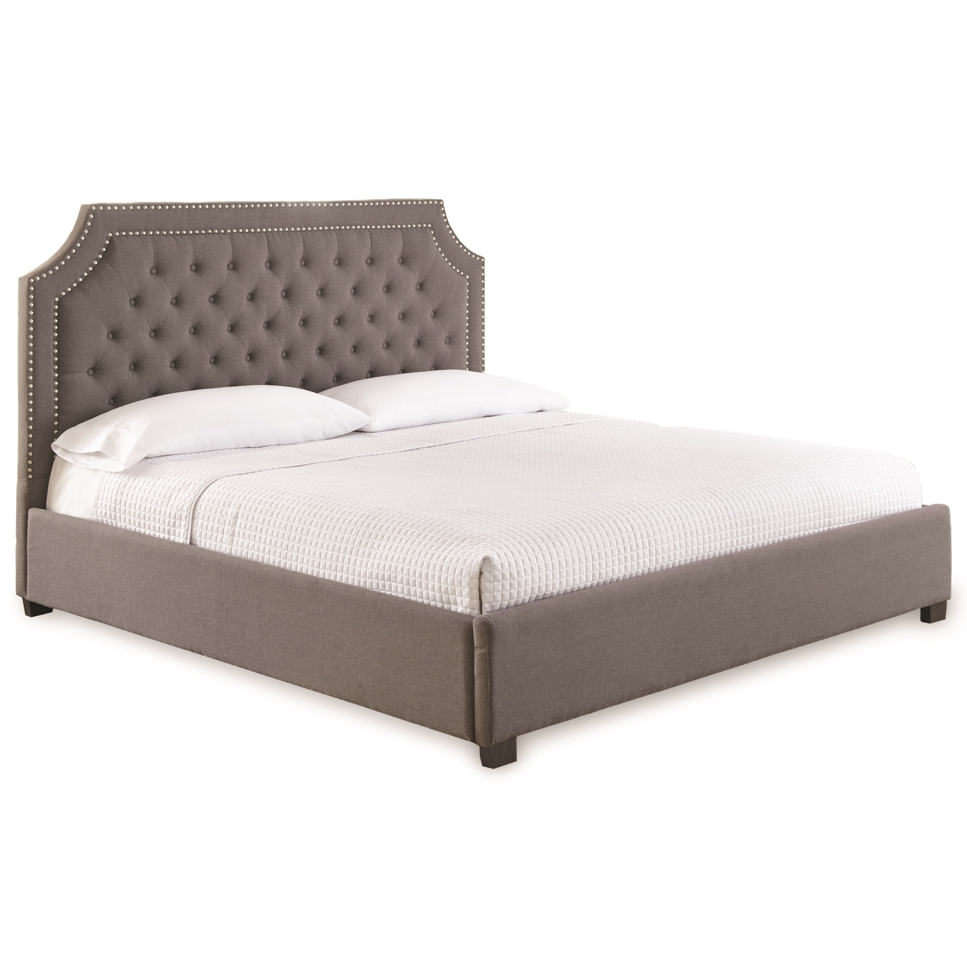 Prime Wilshire Transitional Queen Upholstered Bed with Button Tufting